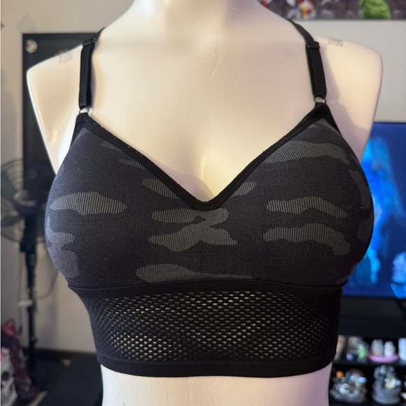 PINK Victoria's Secret Other - PINK Victoria's Secret Black Camo Seamless Bralette with Mesh Band